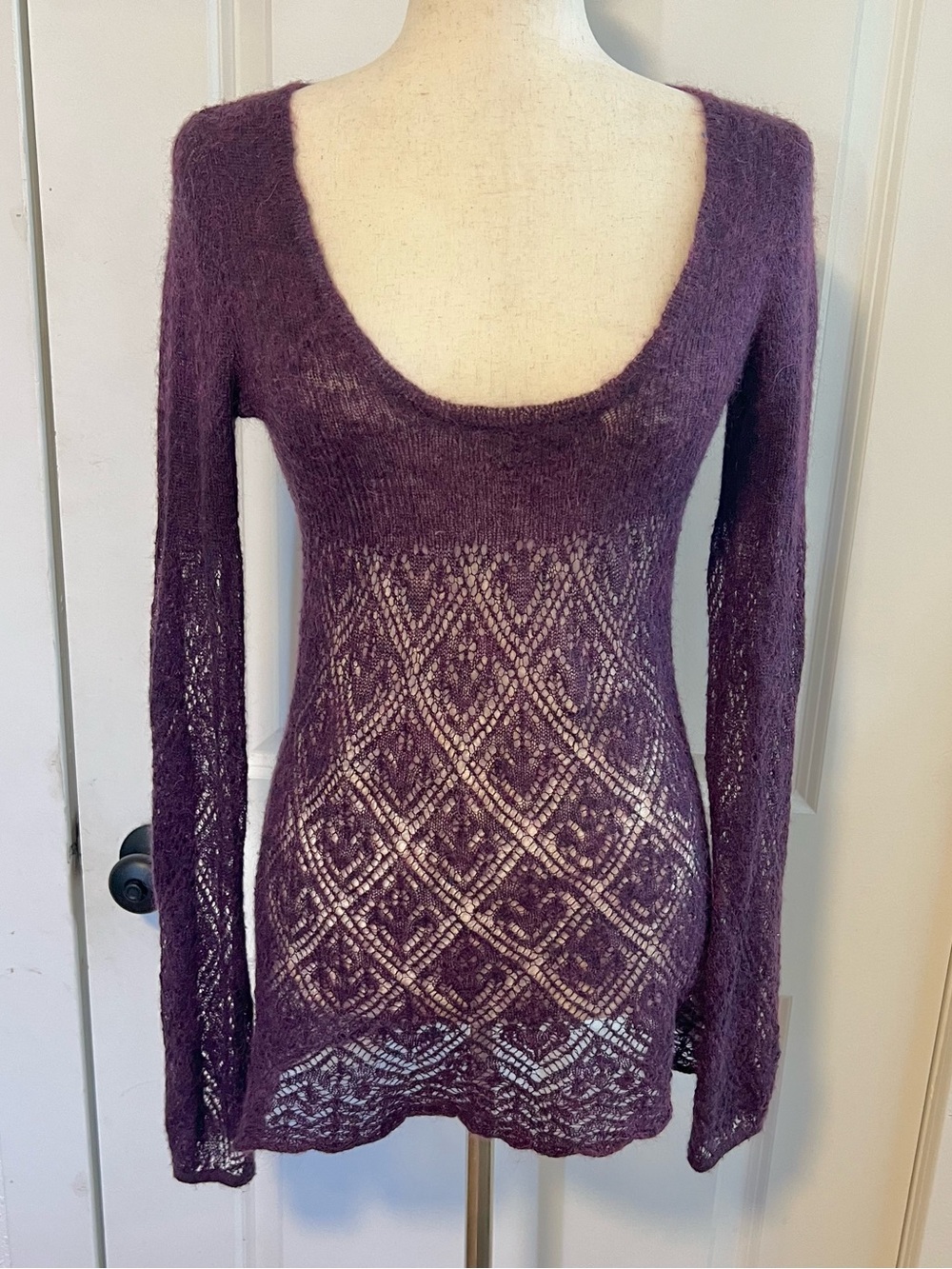 VNTG Y2K Guess Empire Waist Mohair and Wool Blend Lightweight Knit Sweater